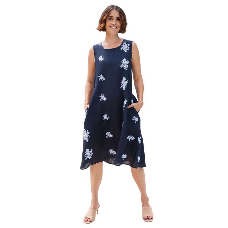 See Saw 100% Linen Sl Elastic Back Dress image number 0